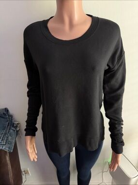 Athleta Black Long Sleeve Crewneck Sweater